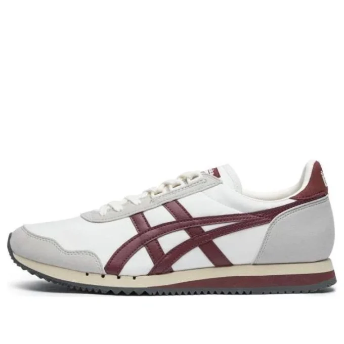 Dualio Marathon-Laufschuhe „Weiß Grau Burgunderrot”